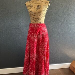 Tommy Hilfiger Red Bandana Print A-Line Midi Skirt Size 10 Fully Lined